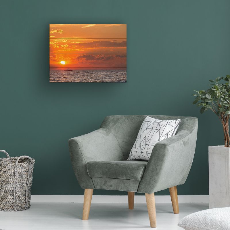 Trademark Fine Art -Jason Shaffer 'Fishing Boat Sunset' Wood Slat Art, 4 of 5