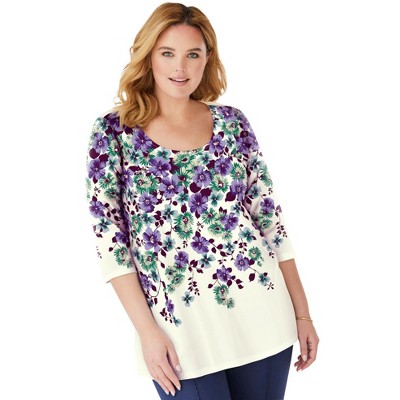 Woman Within Plus Size 7-Day Floral Print Tunic