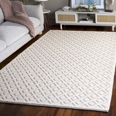 Ivory Handmade Wool Tufted Rectangular 4' x 6' Area Rug