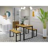 HomeStock 3-Piece Solid Wood Laminate Top Black and Brown Finish Dining Set - 1 Dining Table and 2 Benches in Powder Coating - 2 of 4