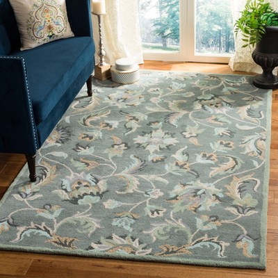 Handmade Gray Floral Wool 5' x 8' Area Rug