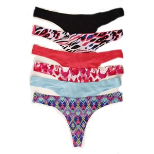 Just Intimates Laser Cut Thongs Panties for Women  Underwear (Pack of 6) - 1 of 4