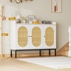 Shoe Cabinet with 3 Rattan Doors, Freestanding Shoe Organizer with Adjustable Shelves - 3 of 4