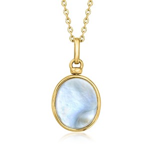 Ross-Simons Mother-Of-Pearl and Onyx Reversible Pendant Necklace in 18kt Gold Over Sterling - 1 of 4