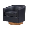 GDFStudio Halden Faux Leather Upholstered Barrel Swivel Chair with Wood Base - 2 of 4