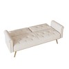 69.7" Velvet 2-Seater Foldable Sofa Bed with Gold Legs & Throw Pillow - 4 of 4