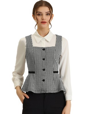 Allegra K Women's Vintage Peplum Hem Button Racerback Dressy Waistcoat Vest