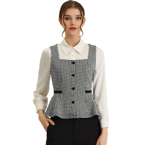 Allegra K Women's Vintage Peplum Hem Button Racerback Dressy Waistcoat Vest - 1 of 4