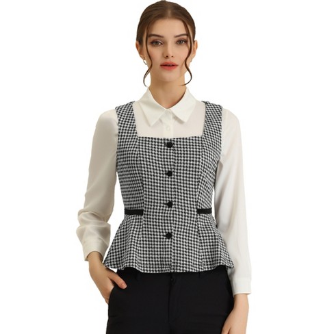 Allegra K Women's Vintage Peplum Hem Button Racerback Dressy Waistcoat Vest  Black X-Small