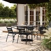 Flash Furniture Lila 5 Piece Commercial Outdoor Patio Dining Set with 47" Tempered Glass Patio Table with Umbrella Hole and 4 Black Triple Slat Chairs - 2 of 4