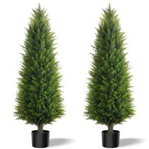 Vitalismo 3-4 ft Artificial Cedar Topiary Trees Potted Realistic Faux Greenery Indoor/Outdoor UV Protection Christmas Trees for Home Decor Set of 2 - 1 of 4