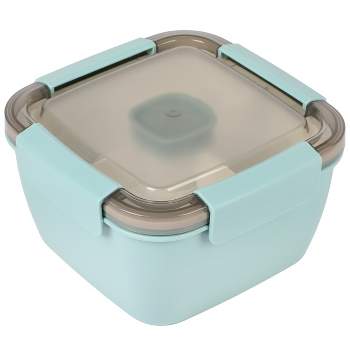 Spice by Tia Mowry Spicy Thyme 6.85 in. Lunch Box Container with Spork in Light Blue