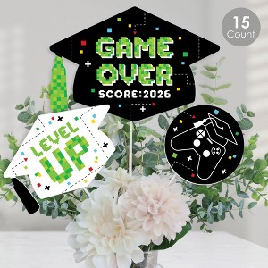 Big Dot of Happiness Game Over - Video Game Graduation Party Centerpiece Sticks - Table Toppers - Set of 15 - 1 of 4
