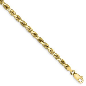 Black Bow Jewelry 4mm 10k Yellow Gold Diamond Cut Solid Rope Chain Bracelet - 1 of 4