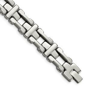 Black Bow Jewelry Men's 14mm Stainless Steel Polished Open Cross Link Bracelet, 8.5 Inch - 1 of 4