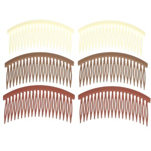 Unique Bargains Women's 20 Teeth Side Hair Combs Khaki Orange 6 Pcs - 1 of 4