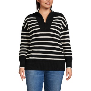 Lands' End Women's Drifter Cotton Quarter Zip Pullover Sweater - 1 of 3
