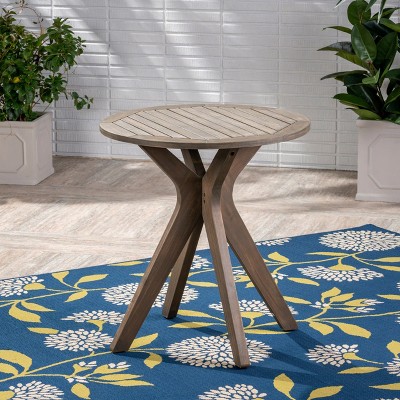 VYNXARIA Outdoor acacia wood table,Complete with a round table top and cross-base design,Gray