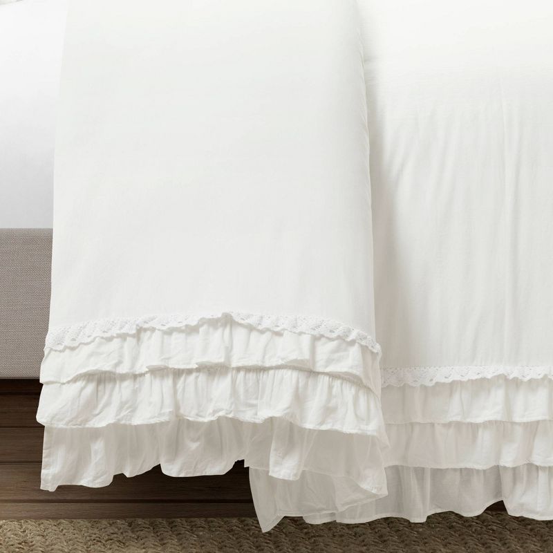 Lush Décor 3pc Ella Ruffle Comforter Bedding Set White, 5 of 9