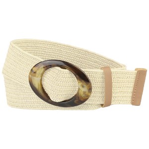 INSPIRE CHIC Women's Stretch Woven Stone Buckle Elastic Belt - 1 of 4