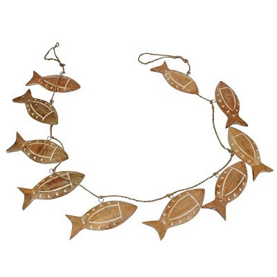 Beachcombers 50" CARVED WOOD FISH GARLAND