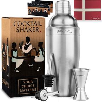 Barvivo 24oz Cocktail Shaker Set with Double Jiggers & 2 Liquor Pourers