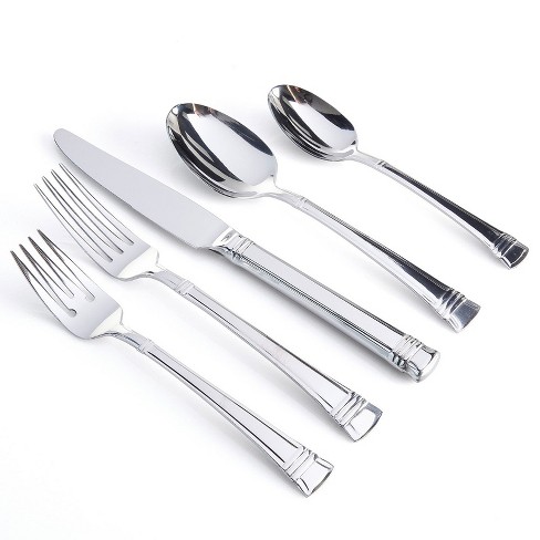 Gibson Cuomo 5-Piece Place Setting Stainless Steel Flatware w/Ring Handle 18/8 