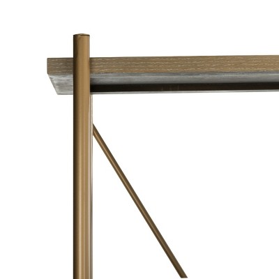 Rustic Oak and Gold Quintuple-Tier Etagere