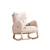 Rocking Chair With Side Pocket Mid Century Accent Rocker Armchair For Nursery, Living Room Upholstered Wooden Chair - 3 of 4