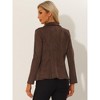 INSPIRE CHIC Women's Lapel Collar Long Sleeve Faux Suede Work Office Blazer - 3 of 4