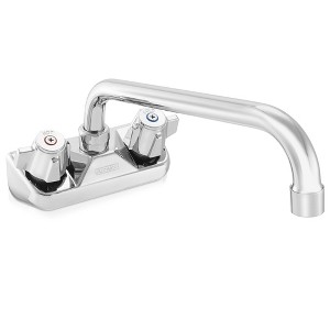 GRIDMANN Commercial Wall Mount Sink Faucets, 4" Centers with Swivel Spouts, NSF, Dual Handles, Brass Construction, Chrome Polished Finish - 1 of 4