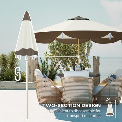 Cream White 9FT Outdoor Patio Umbrella with Steel Ribs