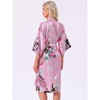 INSPIRE CHIC Women's Midi Robe Silky V-Neck Floral Print Sleepwear Bachelorette Robe Soft Nightgown - 4 of 4