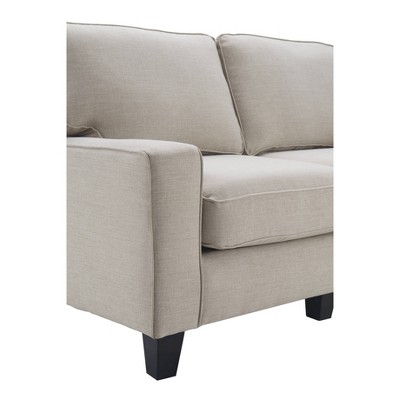 Light Gray Linen Track Arm Sofa with Removable Cushions