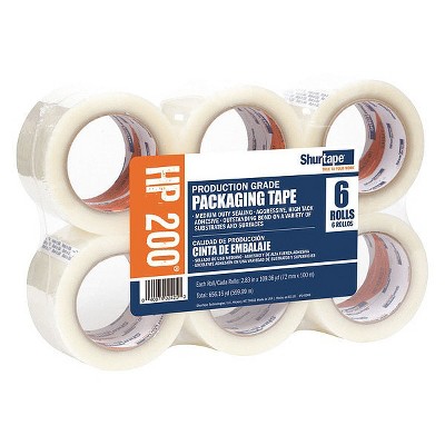 Shurtape  Carton Sealing Tape, 1.8 mil, Clear, PK6 HP 200