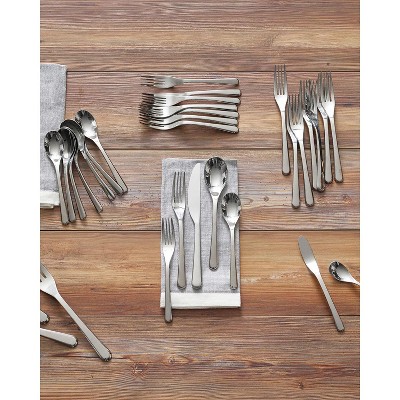 Nambe Aura 45 Piece Stainless Steel Flatware Set, Silver