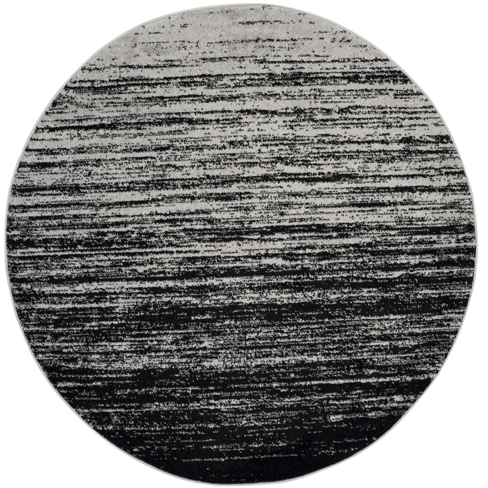 8' Ombre Design Round Area Rug Silver/Black - Safavieh