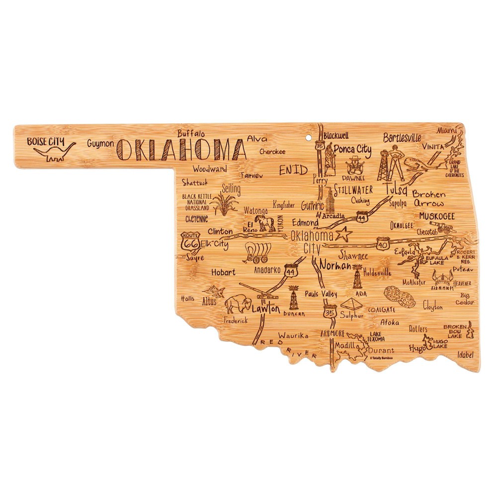 Photos - Chopping Board / Coaster Totally Bamboo Destination Oklahoma Serving and Cutting Board: Cute State Design, Lightweight Bamboo, 16.75" x 9"