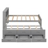 PAGED Twin Size Platform Bed Modern Simple Wooden Bed Frame with Trundle, 3 Drawers and Storage Headboard for Bedroom - 3 of 4