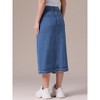 INSPIRE CHIC Women's Denim Front Slit Raw Hem High Waisted Midi Jean Skirts - 4 of 4