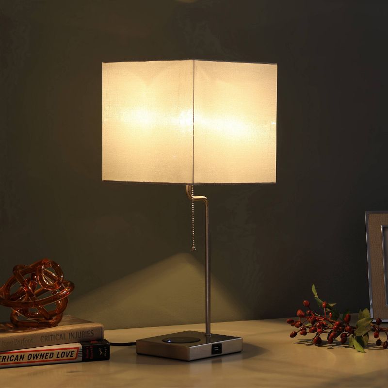 21.5&#34; Modern Metal Table Lamp with USB Charging Port Gray - Ore International, 5 of 8