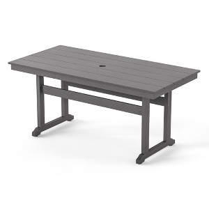 Rectangle Outdoor Dining Tables for 6, HDPS Weather Resistant Patio Dining Table, 66" Outdoor Tables with 1.96" Umbrella Hole. - 1 of 4
