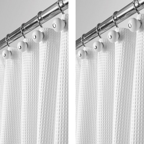 Mdesign Long Waffle Weave Fabric Shower Curtain - 2 Pack : Target