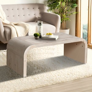 KIGFTSOD Farmhouse Vintage Crafts Coffee Table, Curved Art Deco Design, Easy Assembly - 1 of 4