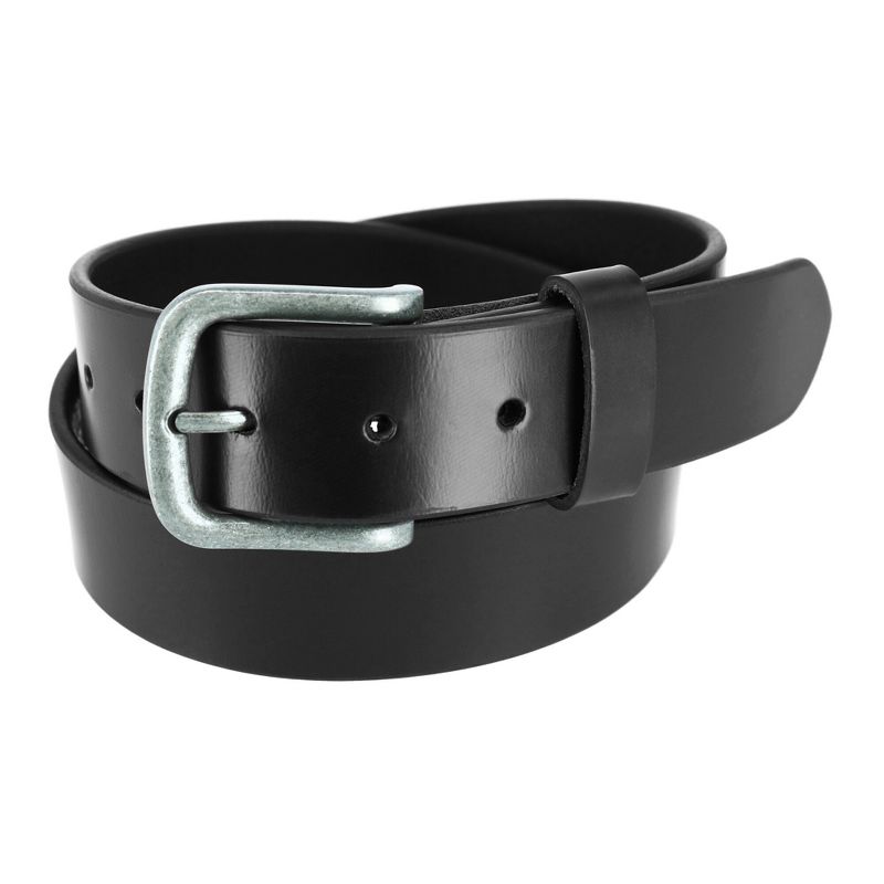 CTM Men's Leather 1 3/8 Inch Removable Buckle Bridle Belt, 32, Black