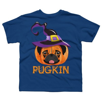 Boy's Design By Humans Pugkin Pumpin Halloween By trantanphat95 T-Shirt