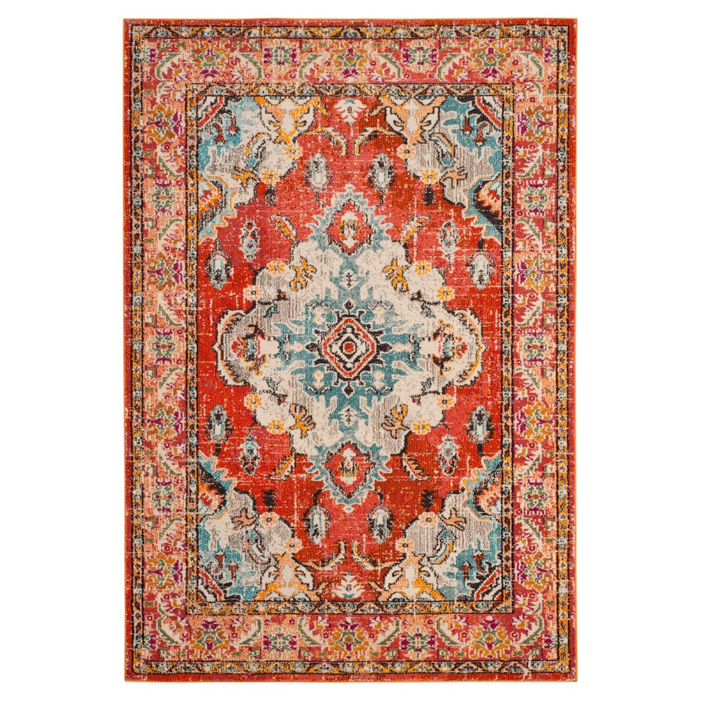 3'x5' Saniya Medallion Area Rug Orange/Light Blue - Safavieh