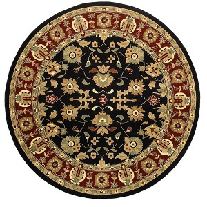 HomeRoots 6' Black and Red Round Floral Area Rug - 1 of 4