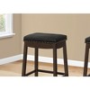 Monarch Specialties Bar Stool Set Of 2 Counter Height Saddle Seat Kitchen Wood Pu Leather Look Black Brown Transitional - 2 of 4