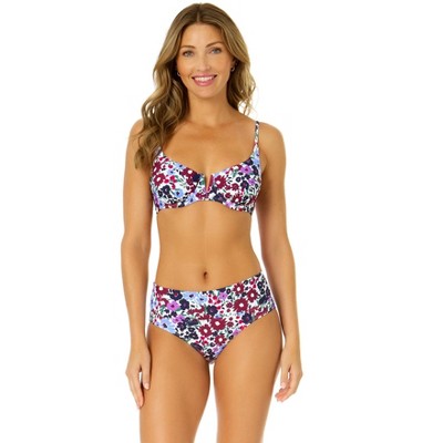 Anne Cole Women's Meadow Bouquet V Wire Underwire Bikini Swim Top, Multi  32c/34b : Target